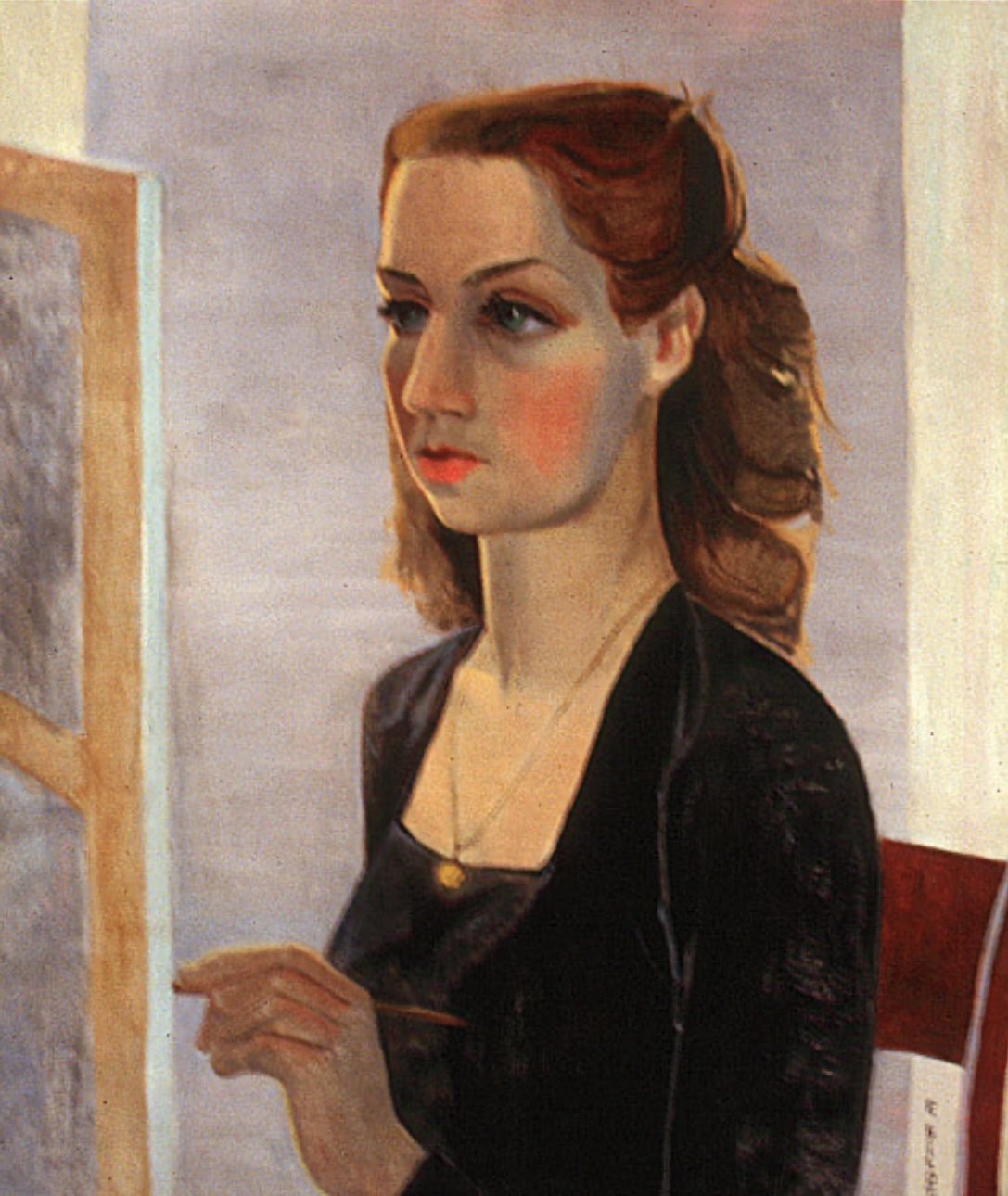 Françoise Gilot : Portrait in Black (Myself at Work) (1943)
