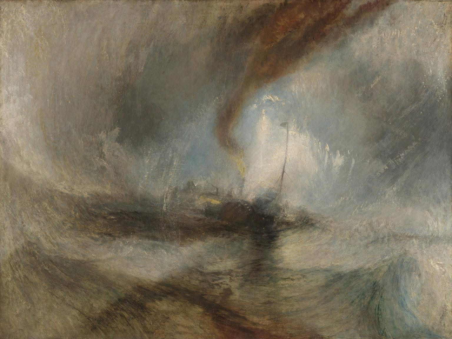 Joseph Mallord William Turner : Snow Storm – Steam-Boat off a Harbour’s Mouth (1842)